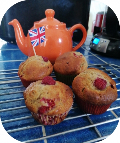 Muffins aux framboises, framboises, muffins, Becky&Liz, Le mois anglais, recette, cuisine